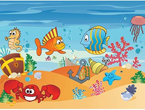Wee Blue Coo Art Painting Drawing Aquatic Marine Life Cartoon Scene Large Art Print Poster Wall Decor 18x24 Inch Amazon Co Uk Home Kitchen