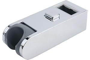 Chrome Adjustable Shower Head Holder for Square Tube Rails, 30x15mm & 30x18mm Slider Bar Bracket with 360° Rotation and Scrat