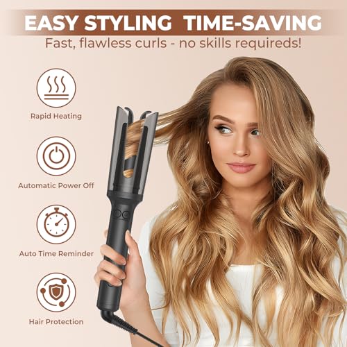 Souvik Automatic Curling Iron Professional Curling Iron 23 mm with 3 Temperature, Anti-Scald Smart Reminder, Anti-Tangle Curling Iron for Perfect Curls