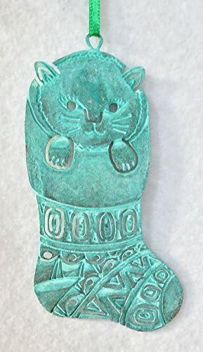 Puss 'n Boots Original Brass Ornament with Patina Finish for Holidays and all Season