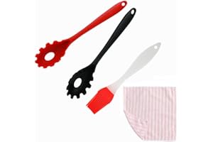 2Pcs Silicone Pasta Fork,Gewaha High Heat Resistant Silicone Spaghetti Spoon, Multi-Functional Kitchen Cooking,Give Away 1 Si