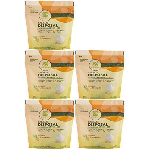 Grab Green Garbage Disposal Freshener Cleaner Pods - Tangerine with Lemongrass, White, Pack of 5