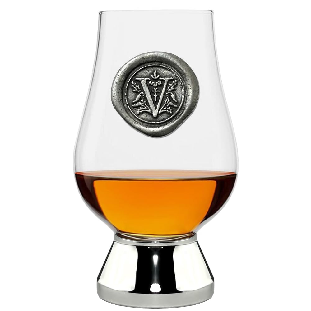 English Pewter Company Glencairn Personalised Whisky Glass with Monogram Initial - Unique Gifts for Men - with Your Choice of Initial 200ml [WGP222] (V)