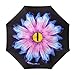 Ylovetoys Double Layer Inverted Umbrella with C-Shaped Handle, Windproof Car Open Folding Reverse Umbrella UV Protection Large Upside Down Straight Umbrella for Car Rain Outdoor (Purple Daisy)