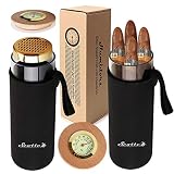 Scotte Cigar Case Humidor Gift Box Cigars jar humidifiers-Cigar Hygrometer humidifier-Travel Cigar Tube for 4 to 5 Cigars (Black)