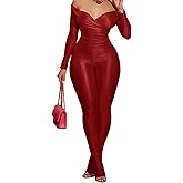 acelyn 2 Piece Outfits for Women Sexy Off Shoulder Tops Bodycon Flared Pant Sets Club Outfits Tracksuit
