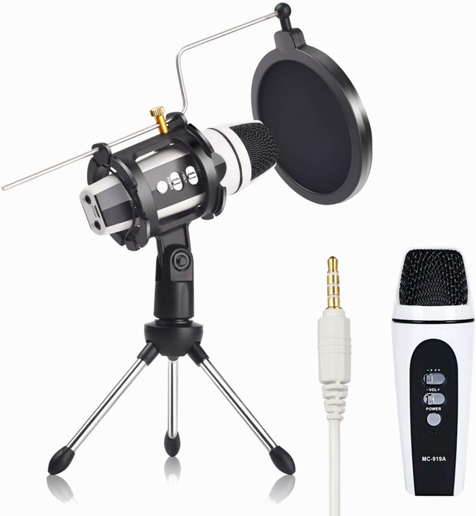 Remall Mini Condenser Microphone for Kids and Adults with Tripod Stand and Pop Filter, Singing Mic for Live Streaming Podcast Chatting Karaoke, Recording Microphone for Mobile Phones
