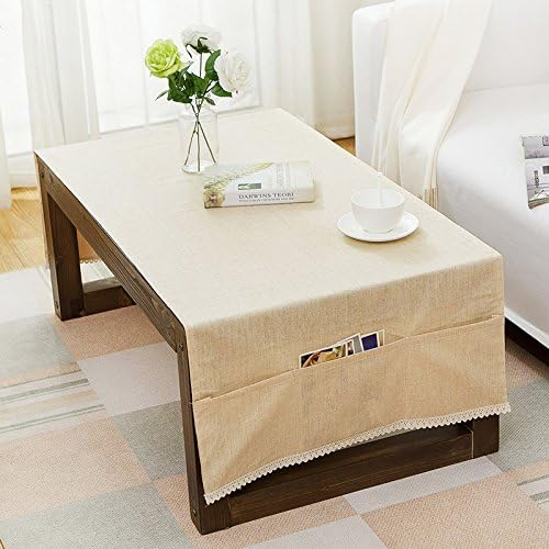 Jhxena American Style Tablecloths Solid Color Cotton And Linen Tea Table Tv Cabinet Cover Cloth,Yellow 50* 160Cm
