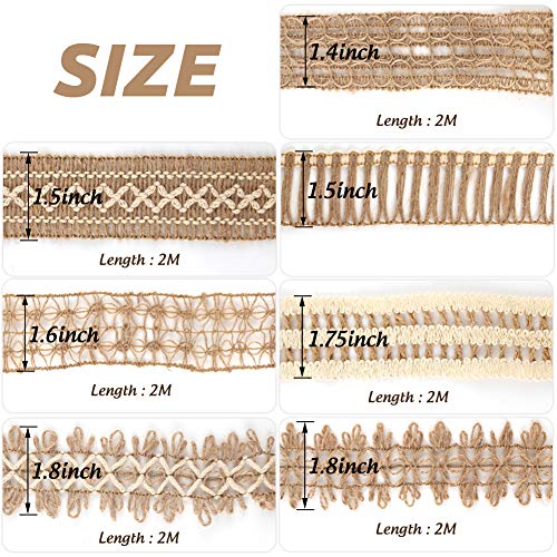 VGOODALL 7 Pack Jute Ribbons，Lace Craft Ribbon Burlap 14 Meters for Crafts Wraping Gifts Party Holiday and Rustic Wedding Decorations