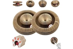 Comasua Kitty Kurlz Cat Toy,Magic Organ Cats Scratcher Board,Foldable Recyclable Accordion Toys with Ball for Cats Indoor(2pc)