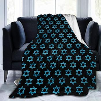 WdRaIn Hanukkah Jewish David Star Blue Pattern Blanket Flannel Fleece Blanket Soft Microfiber Blanket for Sofa Office Bed and Travelling 50
