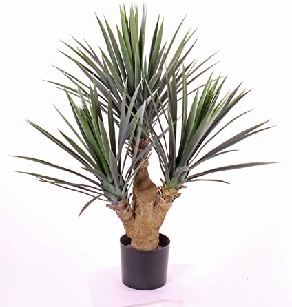 artplants.de Set 2 x Artificial Yucca bush KEYLA, 140 leaves, green, UV-safe, DELUXE, 3ft/90cm - 2 pieces Artificial tree/Fake yucca plant