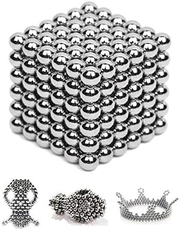 Brain Teaser - 5MM 216-Pieces Cube Toy，Multi-use Magic Sculpture Building Blocks Toy for Children Intelligence Learning & Office Toy for Stress Relief，Best Birthday Gift for Kids or Adults，Silver 10