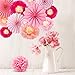 WILLBOND 24 Pcs Paper Fans Decoration Set, Including 12 Tissue Flowers, 6 Hanging Fans Garlands Decoration, 6 Paper Poms Ball Decor Flowers Kit for Christmas Wedding Birthday Baby Shower(Rose Pink)