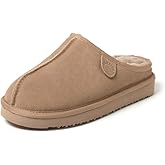Fireside by Dearfoams Women’s Greta Genuine Shearling Clog Slippers, 100% Natural Suede Clogs for Outdoor & Indoor