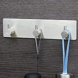 Koksi 3-Hook Stainless Steel Self-Adhesive Hanger Kitchen Bath Hallway view 4