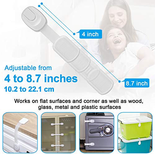 Cabinet Locks Child Safety Strap Locks (4+10 Pack) Adjustable Baby Locks for Cabinets, Fridge, Drawers, Dishwasher, Cupboard, Oven, No Drilling Needed
