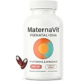 MaternaVit 1 a day Prenatal vitamins for women 2 month: Folic acid, Fish Oil Omega 3 DHA/EPA, Vitamin D3, B6, Vitmain B12, C, E, Calcium, Iron, Magnesium, Zinc supplement FSA eligble multivitamin