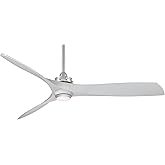Minka-Aire F853L-BN/SL Aviation 60 Inch Ceiling Fan with LED Light and DC Motor in Brushed Nickel Finish and Silver Blades
