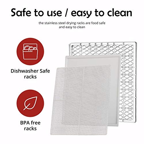 MAGIC MILL Professional Food Dehydrator, 7 Drying Racks Multi-Tier Food Preserver, Digital Control BUNDLE BONUS 2 Fruit Leather Trays, 2 Fine Mesh Sheets, (Renewed)