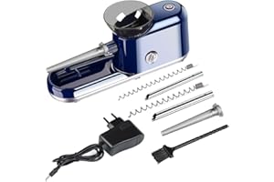 KUGUAN Cigarette Rolling Machine Electric Automatic Injector Tobacco Roller Maker 3 in 1Portable Good for Regular King Size 8mm /Slim 100s Size Tube/Pre Roll Cones (Blue)