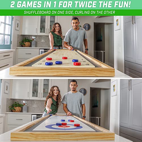 GoSports Shuffleboard and Curling 2 in 1 Board Games Classic Tabletop or Giant Size Choose