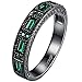BOHG Jewelry Womens Black Gold Plated New Fashion Simple Mystic Green Cubic Zircon Crystal Ring Wedding