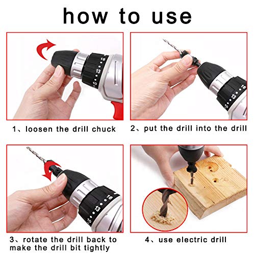 KingBra Juego de 6 brocas avellanadas de acero de alta velocidad, 5, 6, 8, 10, 12 mm, ajustable, de cambio rápido, con… - Imagen 5