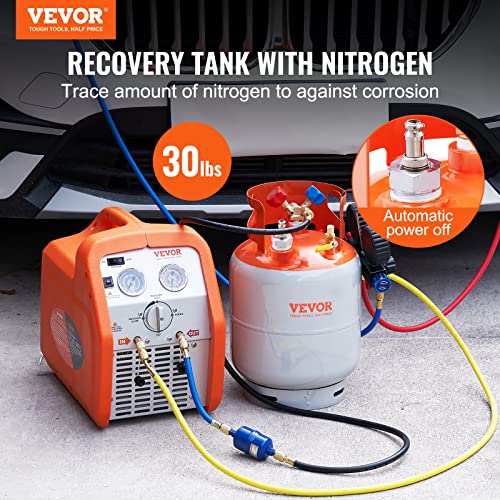 VEVOR Refrigerant Recovery Tank With Float Switch 30 Lb. Capacity Ac