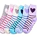 TeeHee Little Girls Stripes Fashion Cotton Short Crew 6 Pair (9-10 Years, Stripes and Heart)