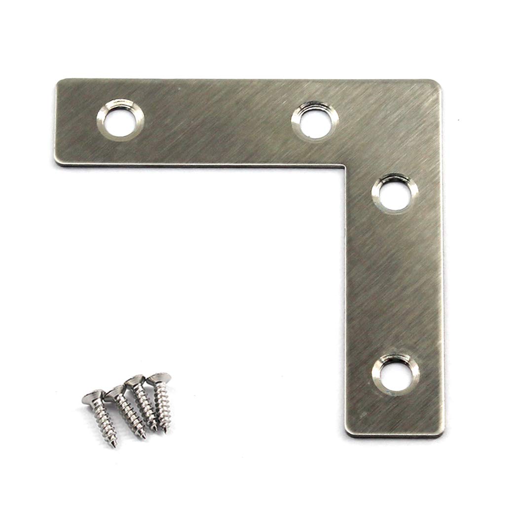 (30 Pieces) 60x60mm Angle Connector Corner Brackets (Thickness 1mm) Stainless Steel L Shape Brace Brackets with Screws