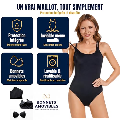 Women's menstrual swimsuit with abundant flow, menstrual briefs, ideal teenage girls, menstrual swimming pool swimsuit, menstrual swimsuit, 1 piece (M)