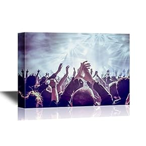 Concert Crowd Canvas Wall Art - Concert Crowd Excited Fans - Gallery Wrap Modern Home Art | Ready to Hang - 12x18 inches