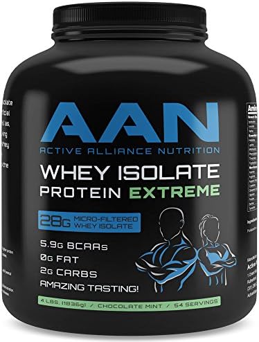 AAN's Whey Protein Isolate - 10 Amazing Flavors! 28 Grams of Premium Whey Isolate, Fat Free, Low Carb, Pre and Post Workout Meal Replacement Shake (4lbs., Chocolate Mint)