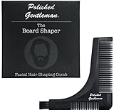 All In One Beard Comb and Mustache Tool - Shape and Groom Facial Hair - Exact Edges - Trim Neckline, Cheeks, Sideburns, and Goatee - Portable and Durable - Full Beard Comb and Bristle Brush for Oil