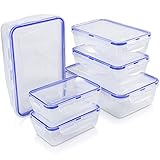 Food Storage Containers with Lids-12 Piece Set(6 Containers and 6 Lids)[60Oz,31Oz,14Oz]Airtight Leak Proof Meal Prep Containers - BPA Free Plastic Food Containers - Freezer&Microwave&Dishwasher Safe