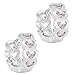 Rhodium Plated Pink Crystals Small Huggie Heart Girl Hoop Earrings 0.39