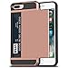 Anuck Case for iPhone 7 Plus Case, for iPhone 8 Plus Case, Shockproof Wallet Case [Card Pocket][Slide Cover] Anti-Scratch Protective Shell Armor Rubber Bumper Case with Card Slot Holder - Rose Gold
