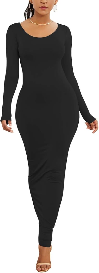bodycon maxi long sleeve dress