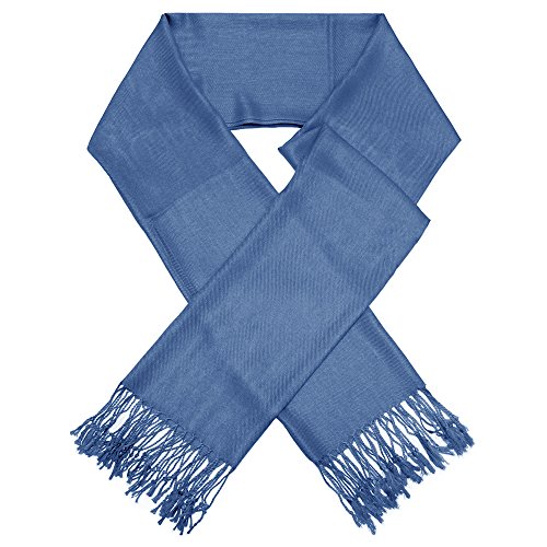 Pashmina Large Soft Plain Shawl/Wrap/Scarf for Women (Denim Blue)