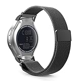 Gear S2 Watch Band, MoKo Milanese Loop Stainless Steel Mesh Bracelet Smart Watch Strap + Connector for Samsung Gear S2 SM-R720 & SM-R730 Smart Watch (NOT FIT Gear S2 SM-R735), BLACK