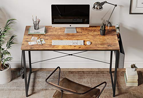 Cubiker Computer Desk 40 inch Home Office Writing Study Desk, Modern Simple Style Laptop Table with Storage Bag, Brown - Image 4