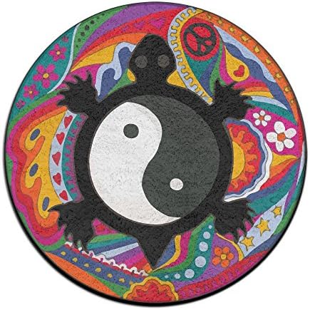 Psychedelic Turtle Yin Yang Non-slip Mats Circular Carpet Mats Dining Room Bedroom Carpet Floor Mat 23.6 Inch