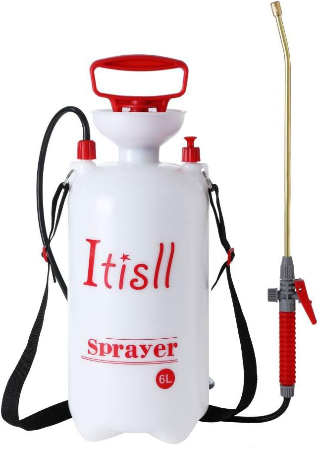 ITISLL Portable Garden Pump Sprayer Brass Wand Shoulder Strap for Yard Lawn Weeds Plants 1.5Gal