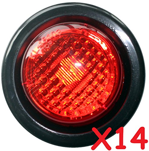 14 Red LED 2" Round Clearance / Side Marker Light Kits with Light and Grommet Truck Trailer RV