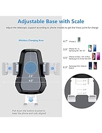 Cargador de coche inalámbrico VANMASS, fijación automática Qi para coche, 10 W 7,5 W, carga rápida y estándar de 5 W, soporte de ventilación para salpicadero de parabrisas compatible con iPhone X 8 8 Plus, Samsung S9 S8, Note 9