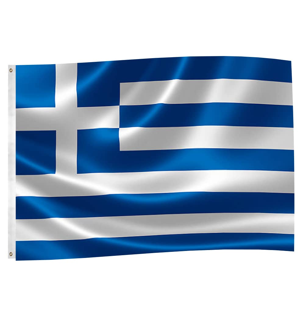 5x3Ft Greek Flag, Durable Greece Flag with 2 Metal Eyelets Used Indoor and Outdoor, Bright Color Greek National Flag Decorated in Sporting Events, Parties, Parade — image 1