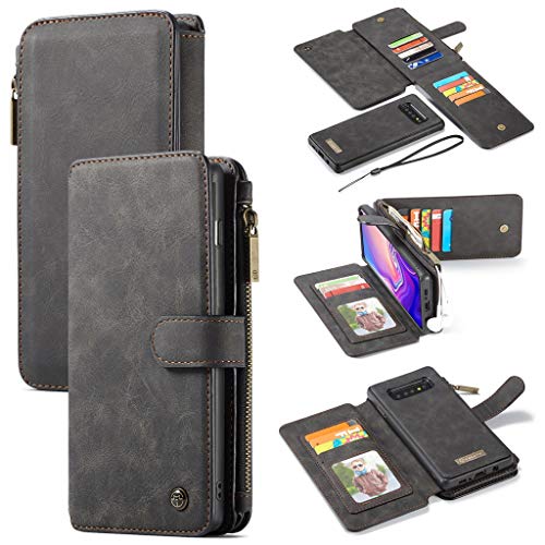 Exteren For Samsung S10 6.1 inch Magnetic Adsorption Metal Bumper Glass Case Cover (Black)
