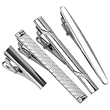 BMC 4pc Slick Slate Silver Metal Alloy Mens Luxury Fashion Necktie Clips Bar Variety Set