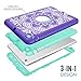 iPad mini/2/3 Case, Hocase Shockproof Hybrid Dual Layer Hard Rubber Protective Case with Cute Flower Design for Apple iPad Mini 1st/2nd/3rd gen 7.9-inch - Purple/Teal